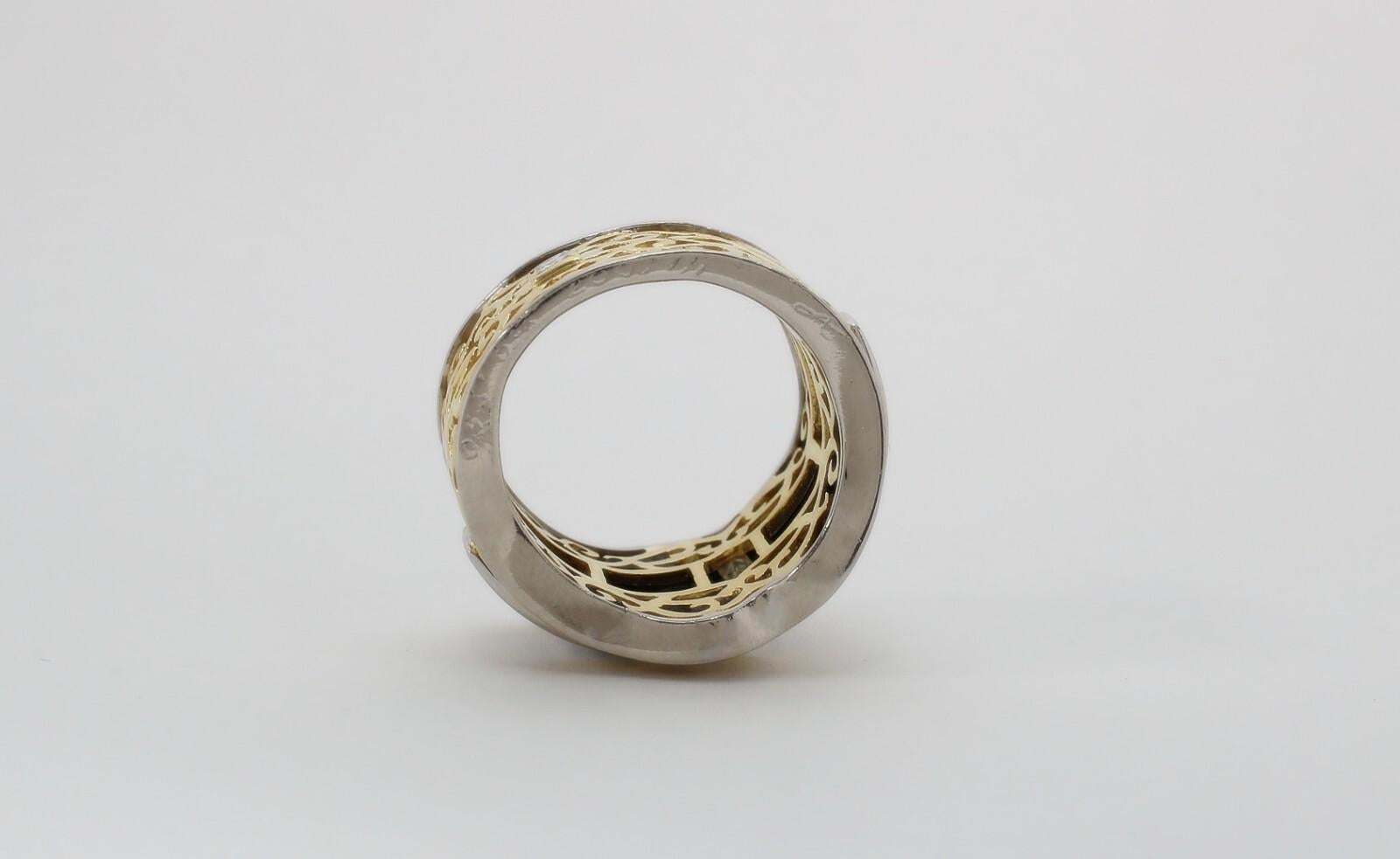 Bague en platine et or jaune 18 carats avec diamants, taille 9,75 - 21,1 g Pour hommes en vente