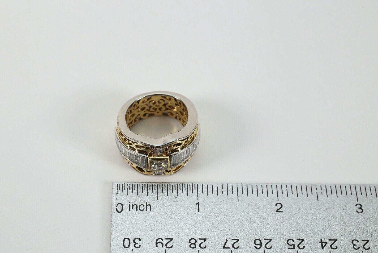 Bague en platine et or jaune 18 carats avec diamants, taille 9,75 - 21,1 g en vente 1