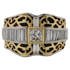 Platinum & 18k Yellow Gold Diamond Ring, Size 9.75 - 21.1g