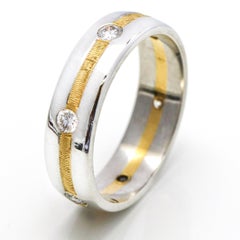 Platinum 18 Karat Yellow Gold Men's Diamond Wedding Band