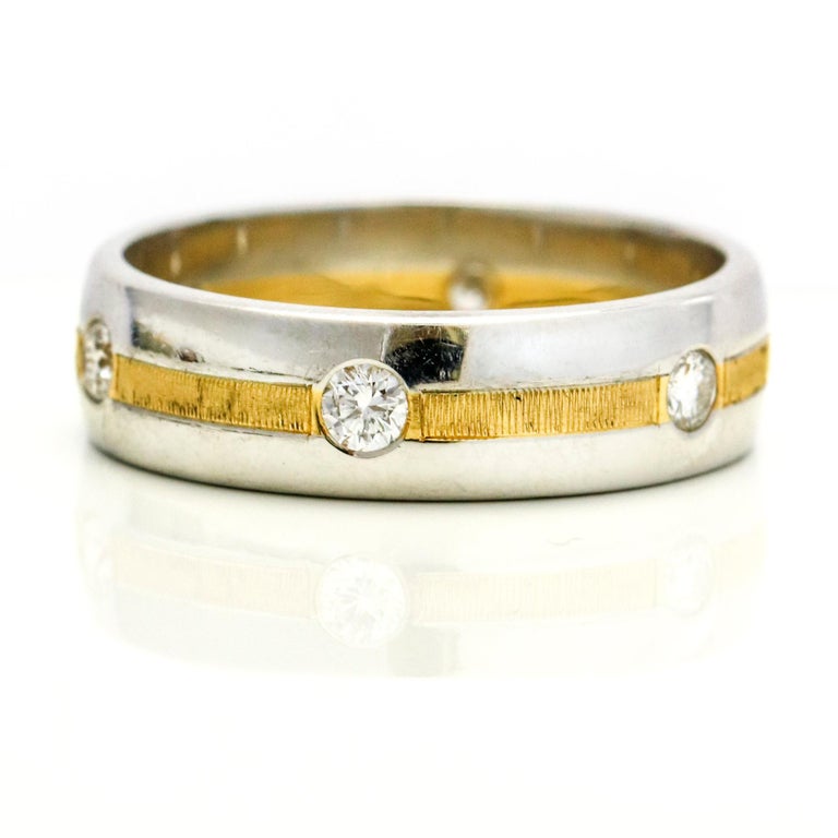 Platinum 18 Karat Yellow Gold Men's Diamond Wedding Band For Sale at ...