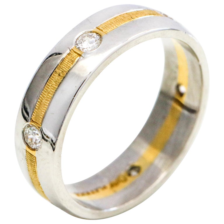 Platinum 18 Karat Yellow Gold Men's Diamond Wedding Band For Sale at ...