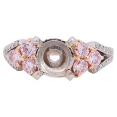 Platinum & 18k Yellow Gold Pink and White Diamonds Engagement Ring 0.60 ctw