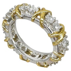 Platinum & 18K Yellow Gold Round Diamond Wedding Band – 1.40 CT