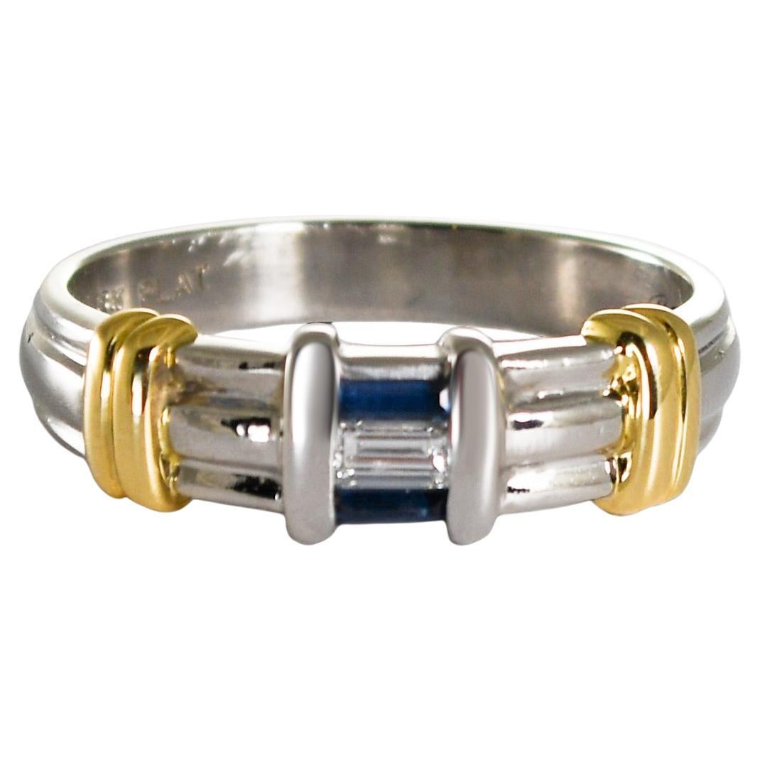 Platinum & 18K Yellow Gold Sapphire and Diamond Band 10g