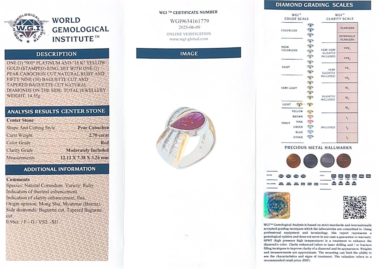 Anello in platino e oro 18kt con rubini e diamanti.
Dettagli:
Fabbricante: Sconosciuto
Anno: anni '90
Materiale: Platino e oro giallo 18kt
Peso: 14.6 grammi

Misura dell'anello:
REGNO UNITO: M
US: 6 1/2
UE: 52 1/2

Dettagli sulle