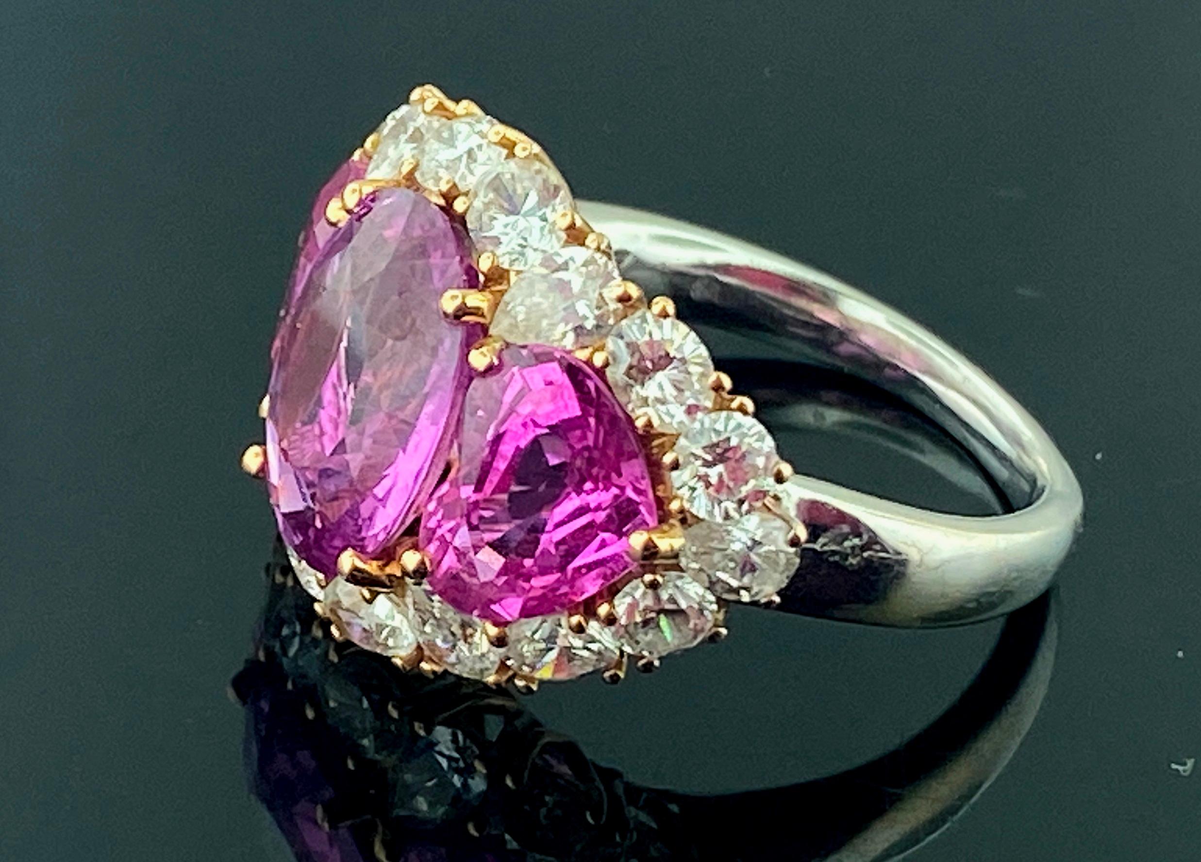 Oval Cut Platinum & 18kt White Gold Pink Sapphire & Diamond Ring