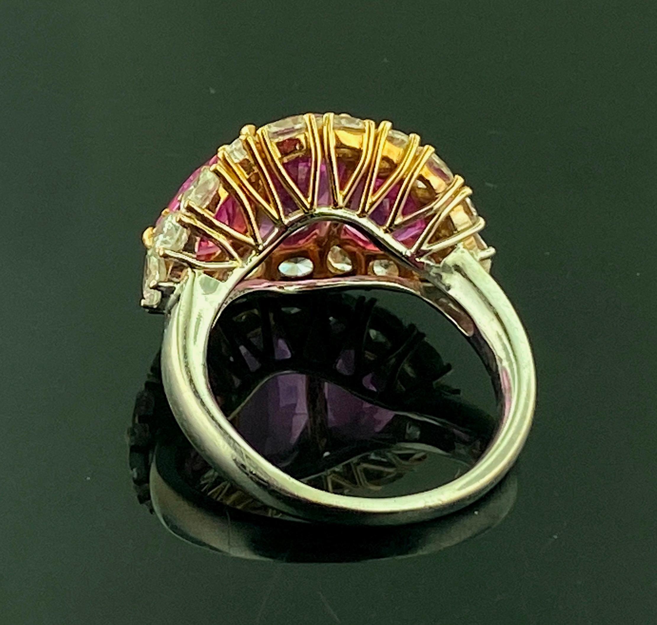 Platinum & 18kt White Gold Pink Sapphire & Diamond Ring In Excellent Condition In Palm Desert, CA