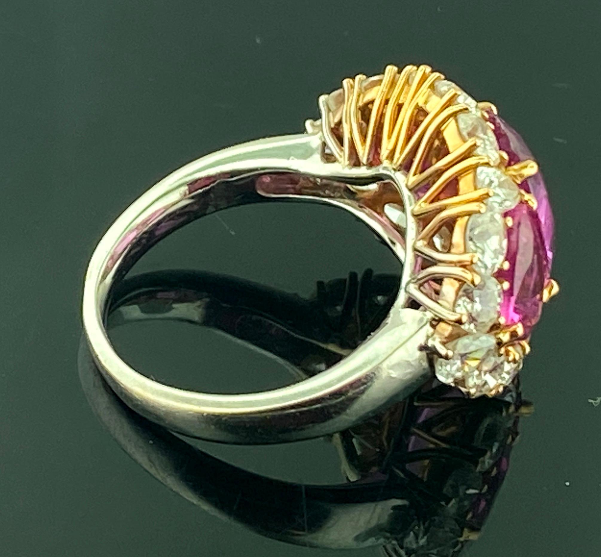 Women's or Men's Platinum & 18kt White Gold Pink Sapphire & Diamond Ring