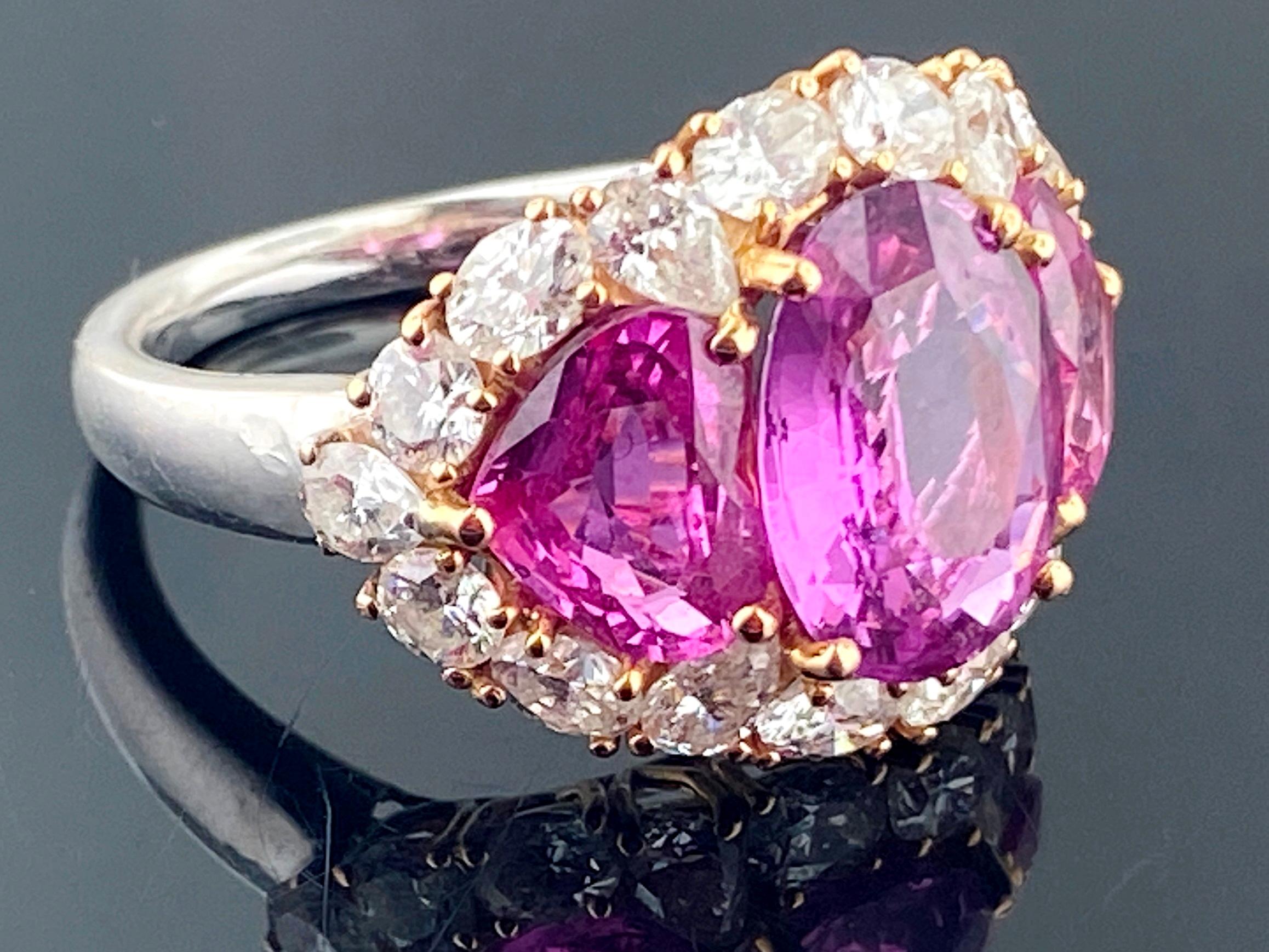 Platinum & 18kt White Gold Pink Sapphire & Diamond Ring 1