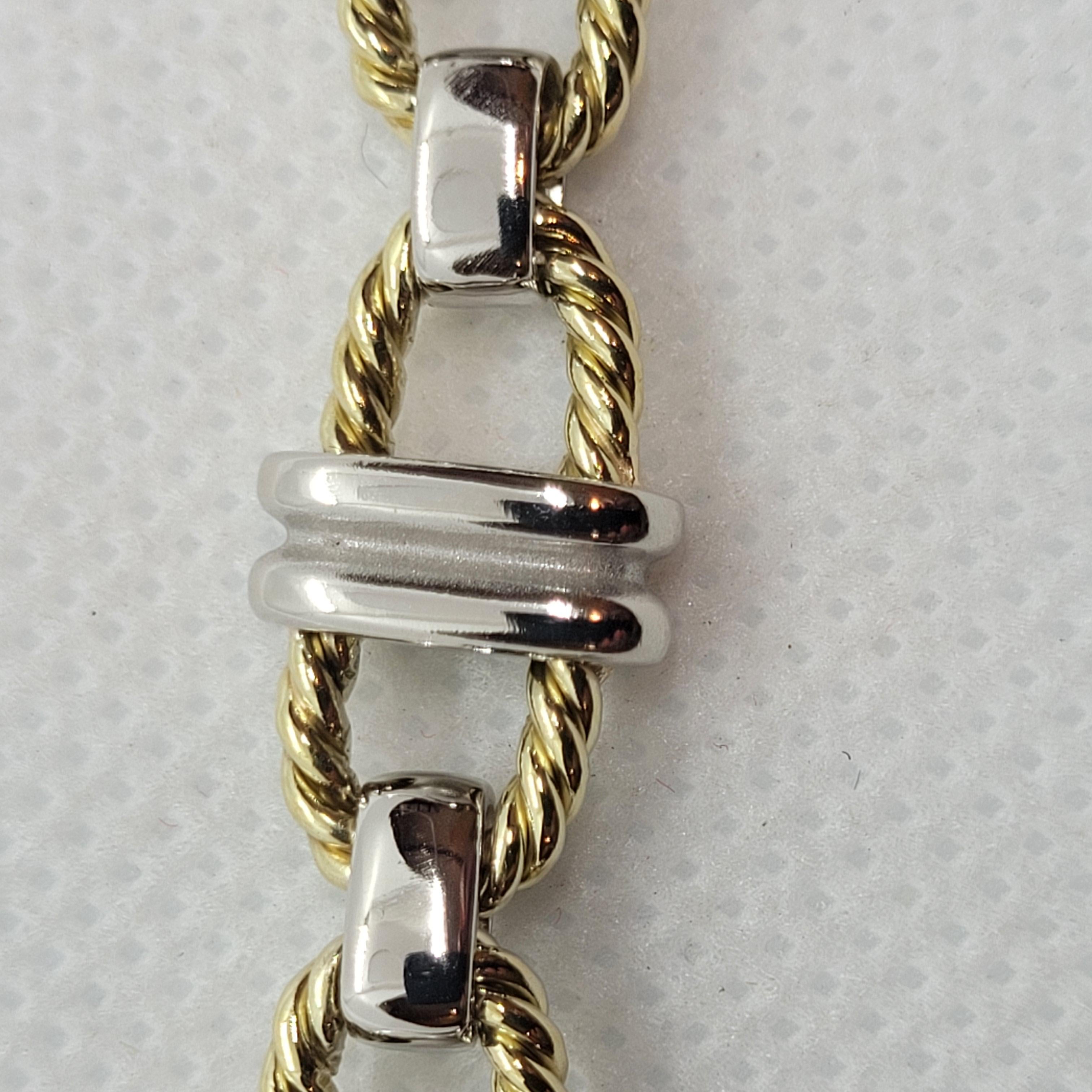 Modern Platinum 18kt Yellow Gold  Anchor Link Bracelet, Handmade, Twisted Design, Satin For Sale