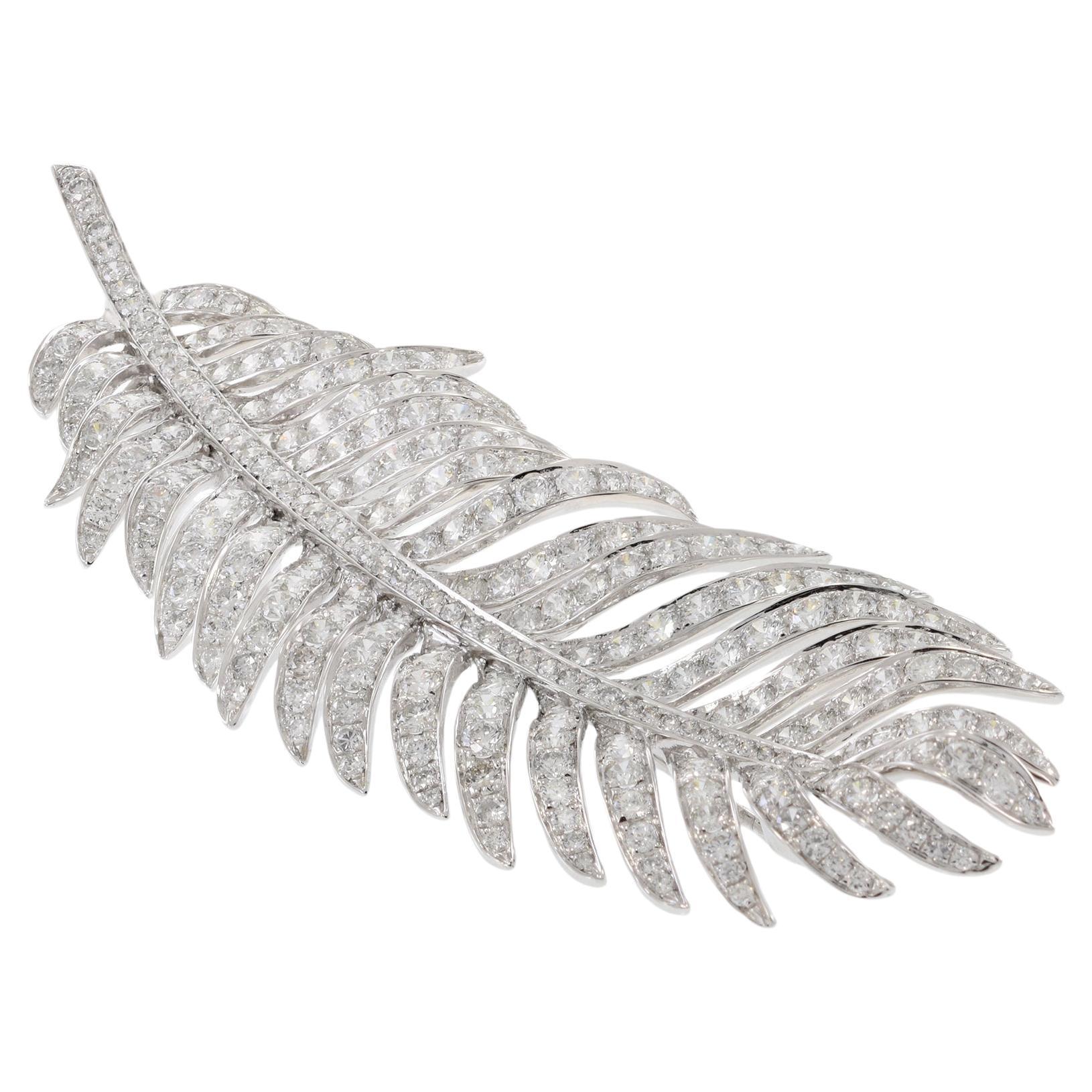 Platinum/18KT Yellow Gold Palm Leaf Diamond Brooch