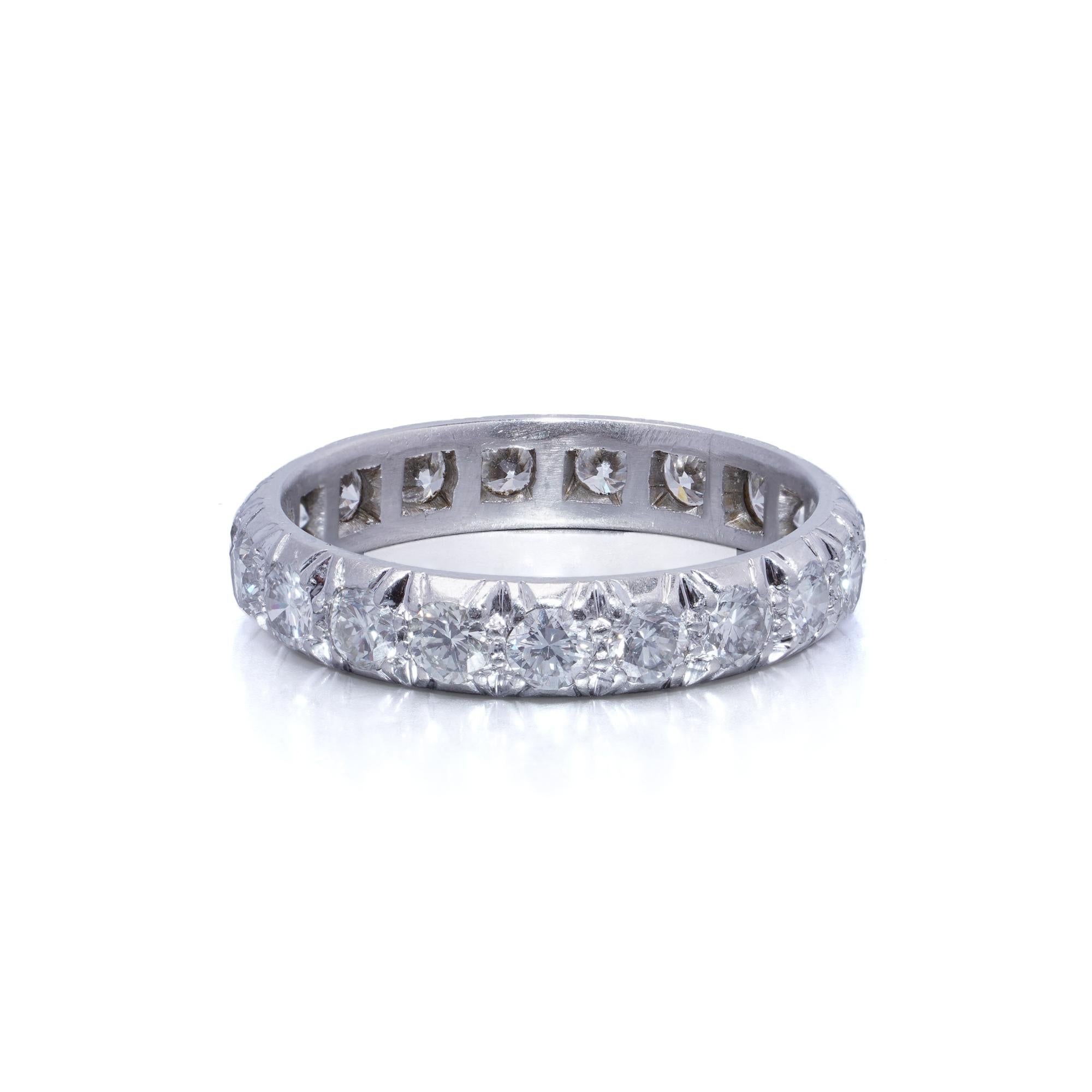 Women's Platinum 1.90 ct. Diamond Eternity Ring For Sale
