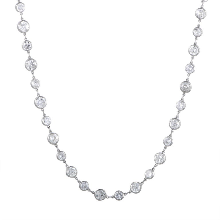 Platinum 19.09 Carat Diamond Stud Long Strand Necklace at 1stDibs