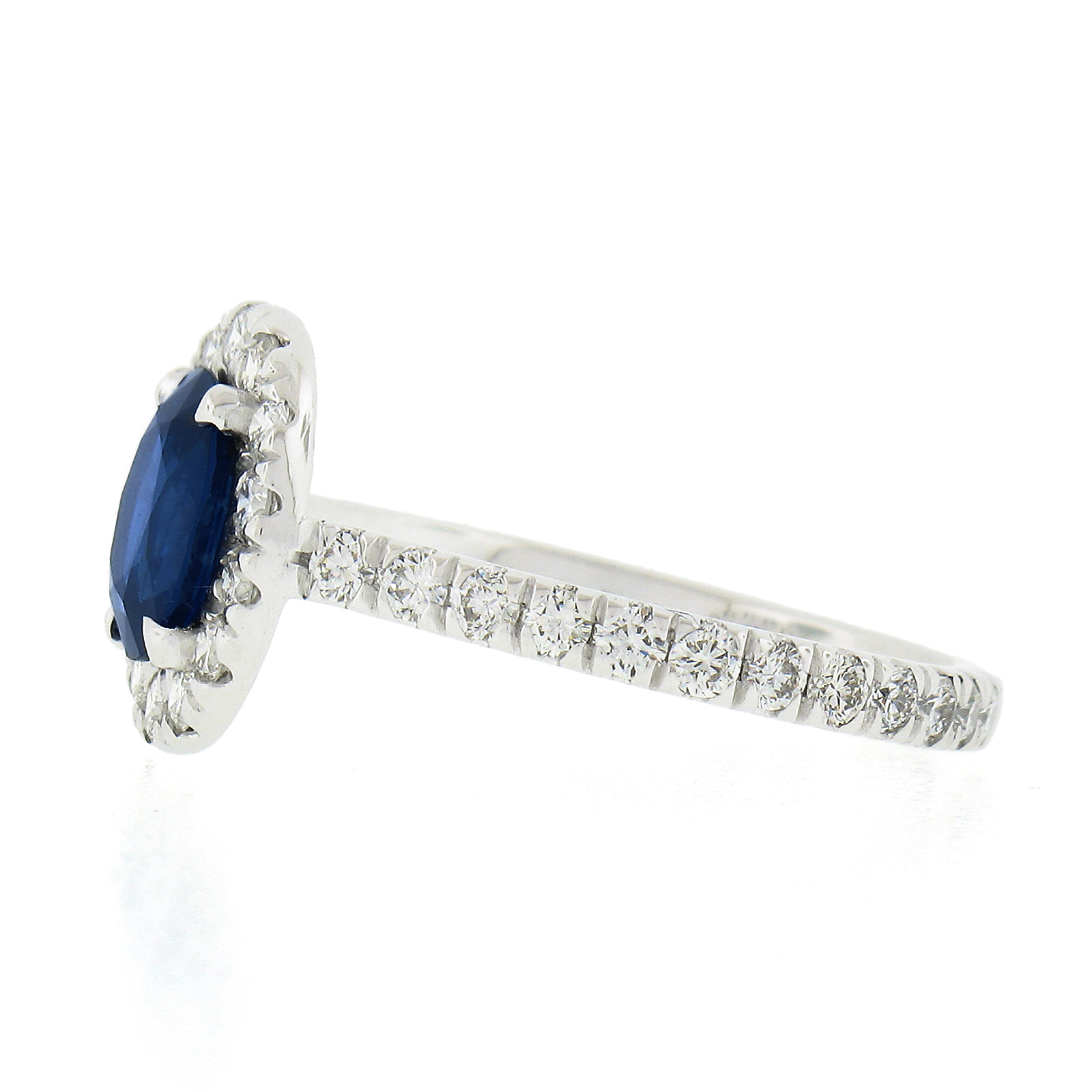 Platinum 1.90ct GIA Oval No Heat Burma Blue Sapphire Diamond Low Profile Ring For Sale 1
