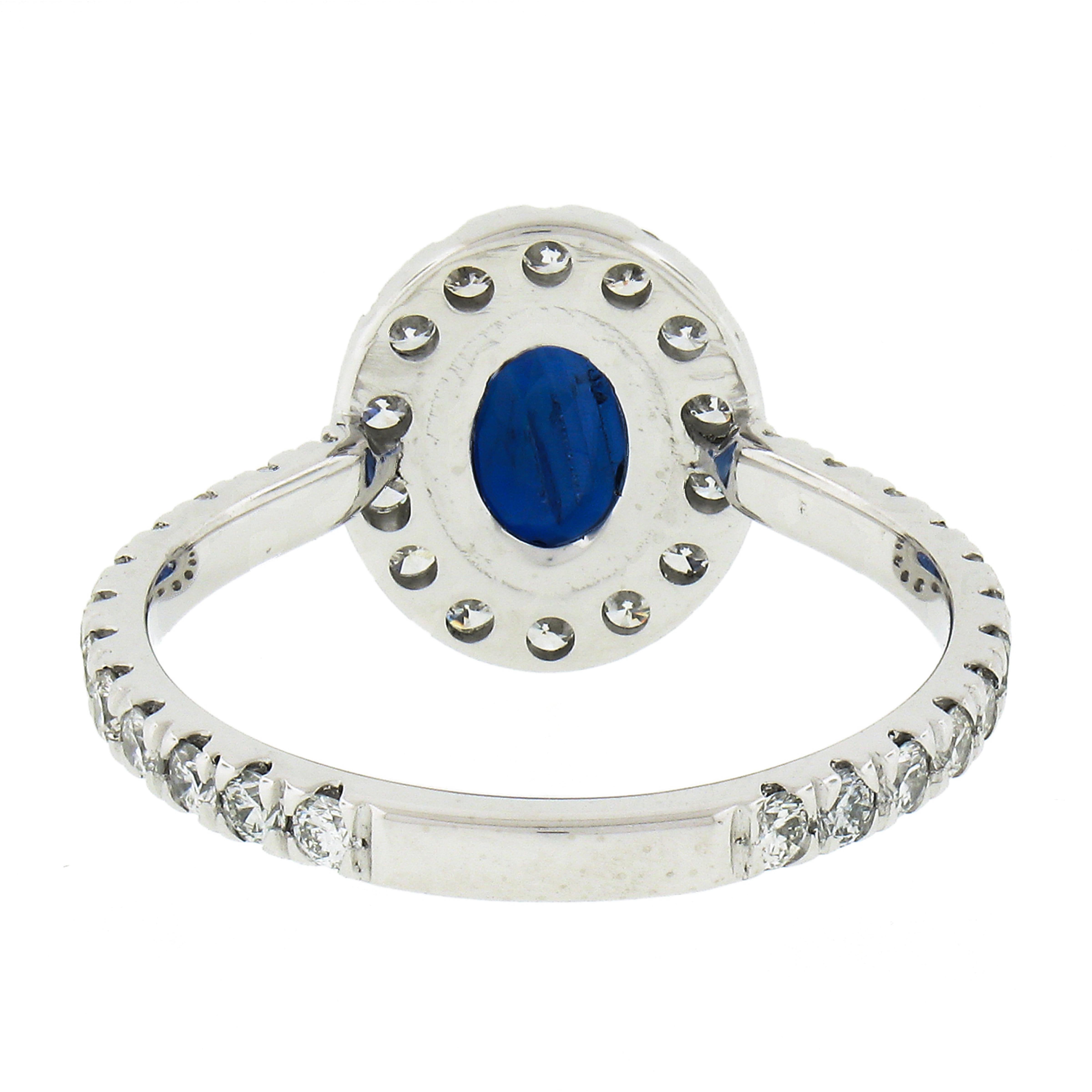 Platinum 1.90ct GIA Oval No Heat Burma Blue Sapphire Diamond Low Profile Ring For Sale 2