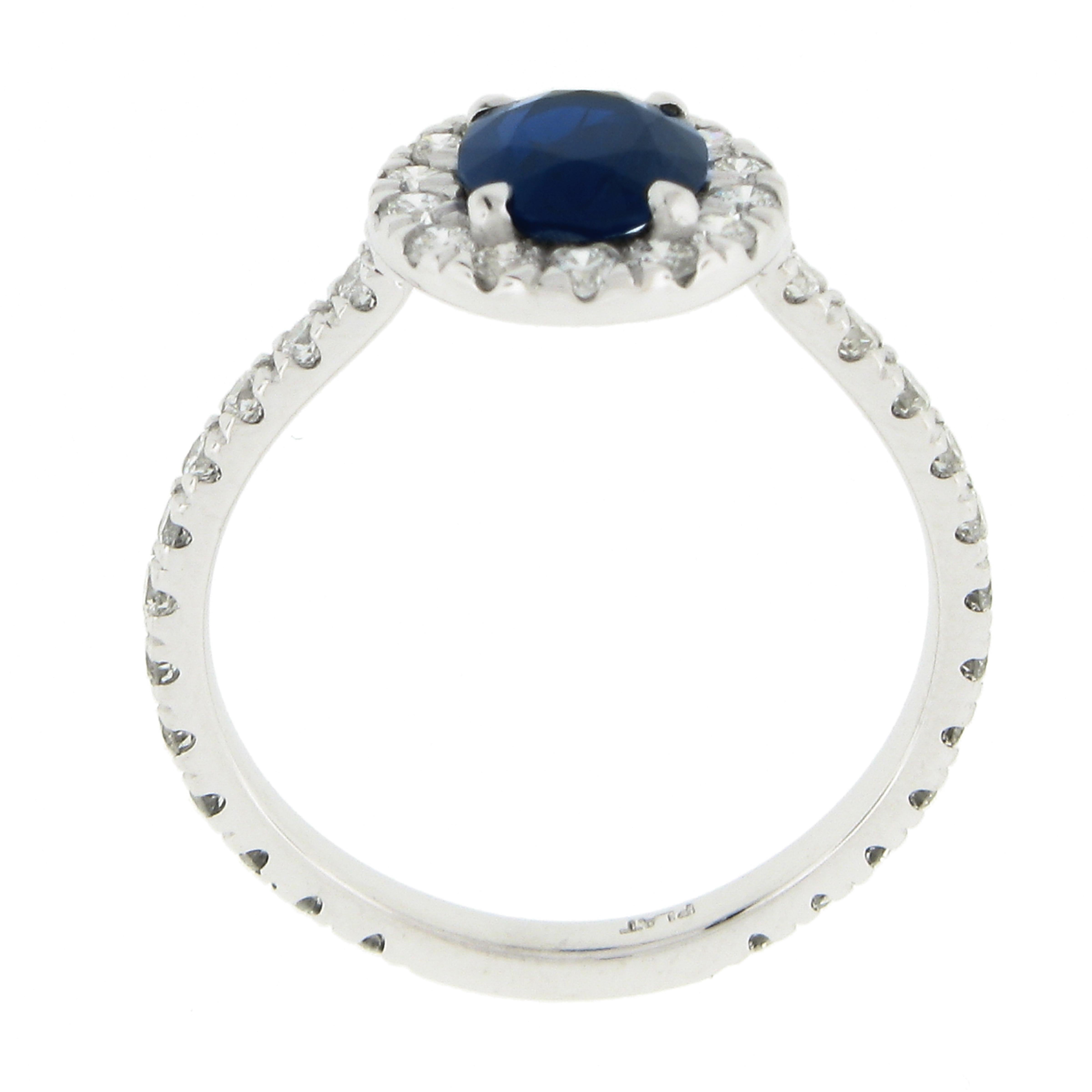 Platinum 1.90ct GIA Oval No Heat Burma Blue Sapphire Diamond Low Profile Ring For Sale 3