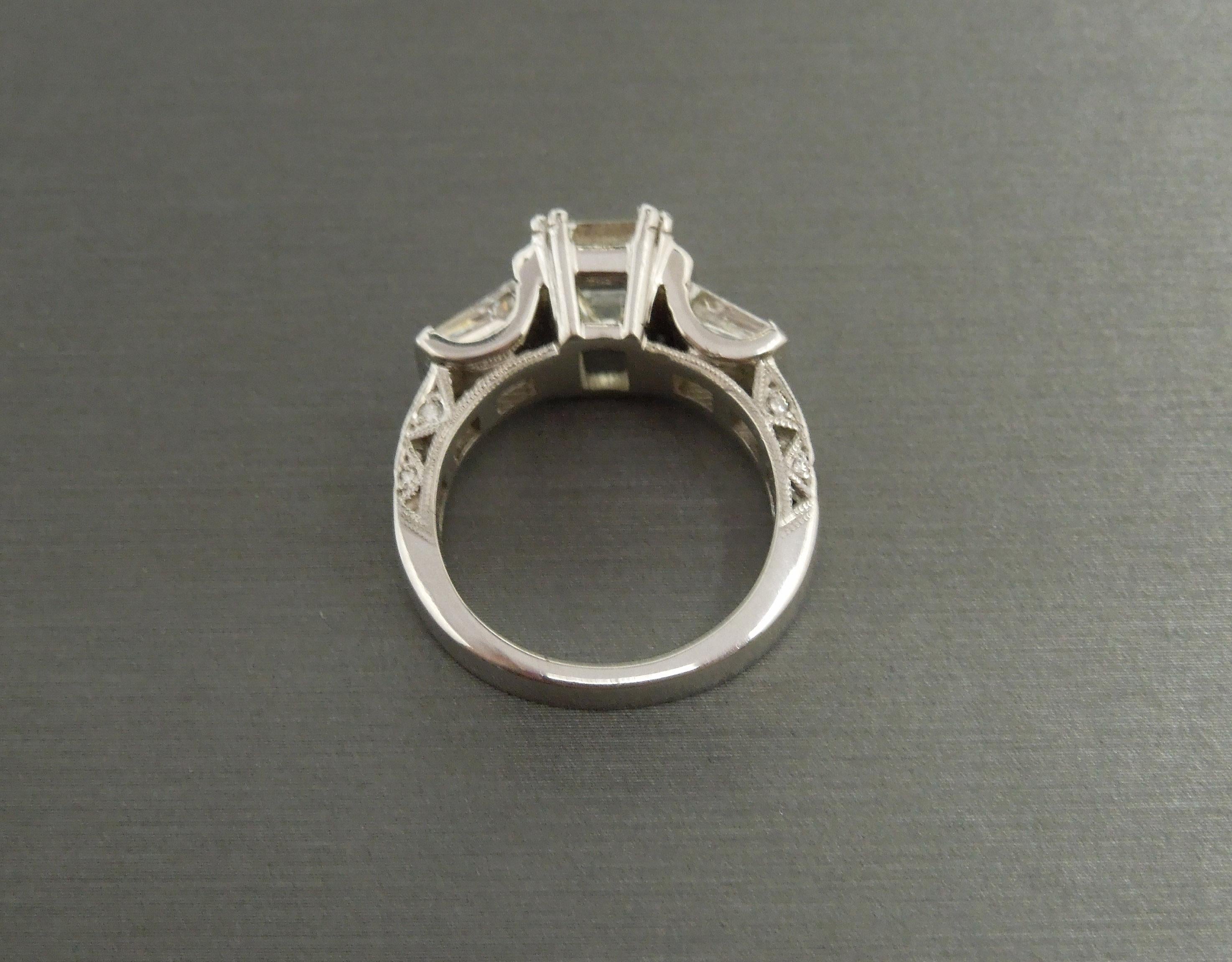Women's Platinum 1.92 Carat Asscher Cut Diamond Ring For Sale