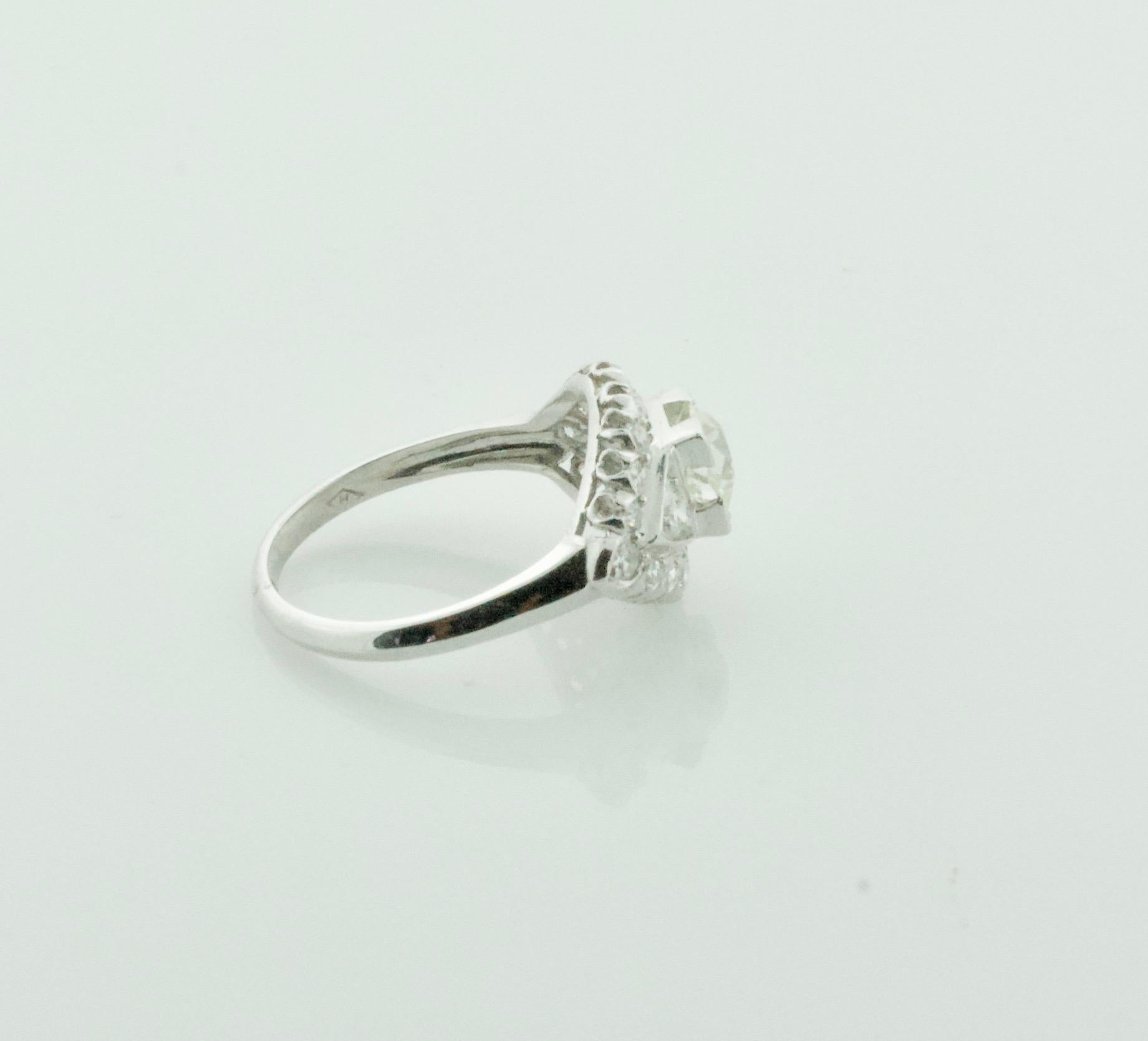 Old European Cut Platinum 1920s Art Deco Diamond Engagement Ring