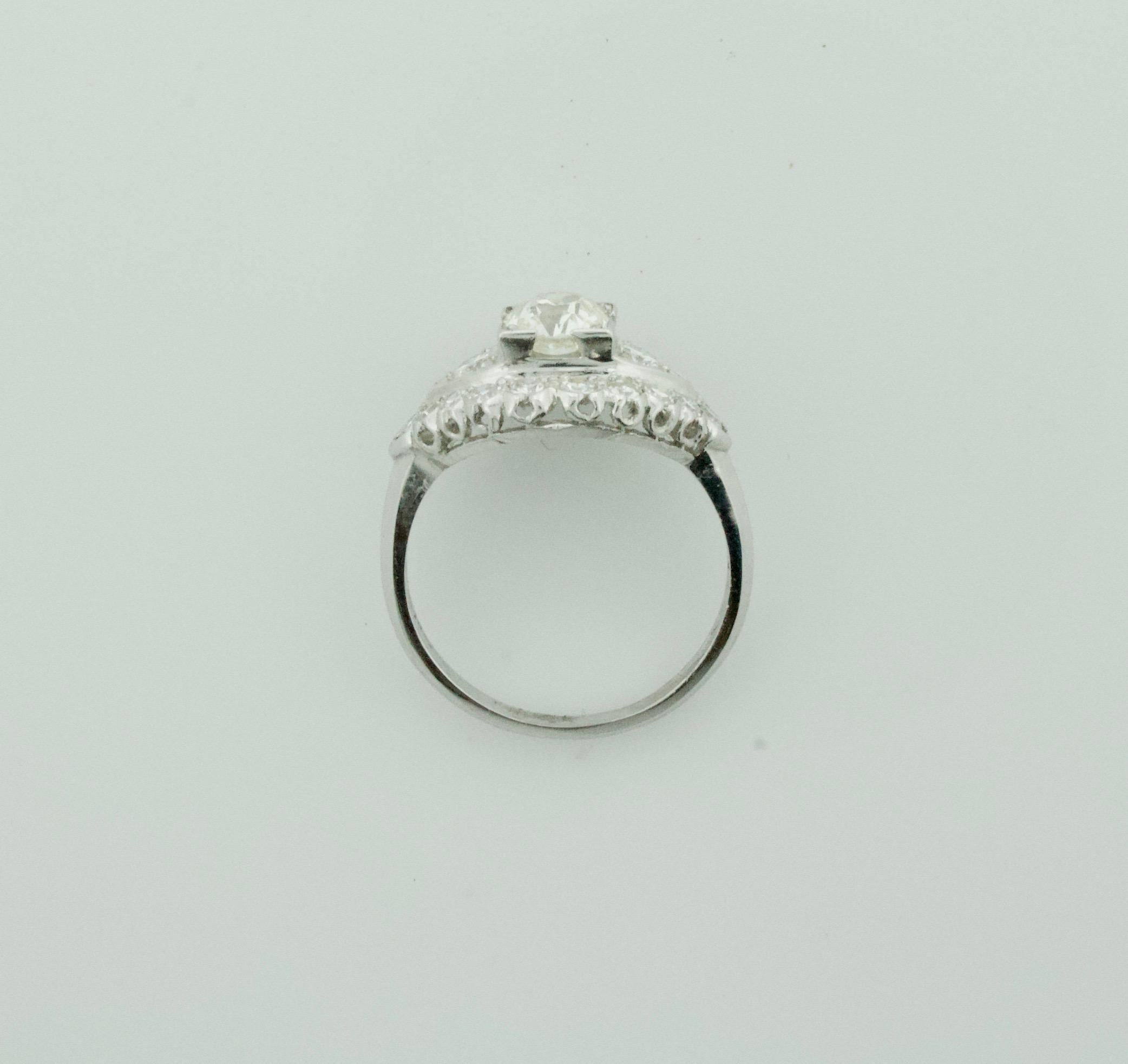 Women's or Men's Platinum 1920s Art Deco Diamond Engagement Ring