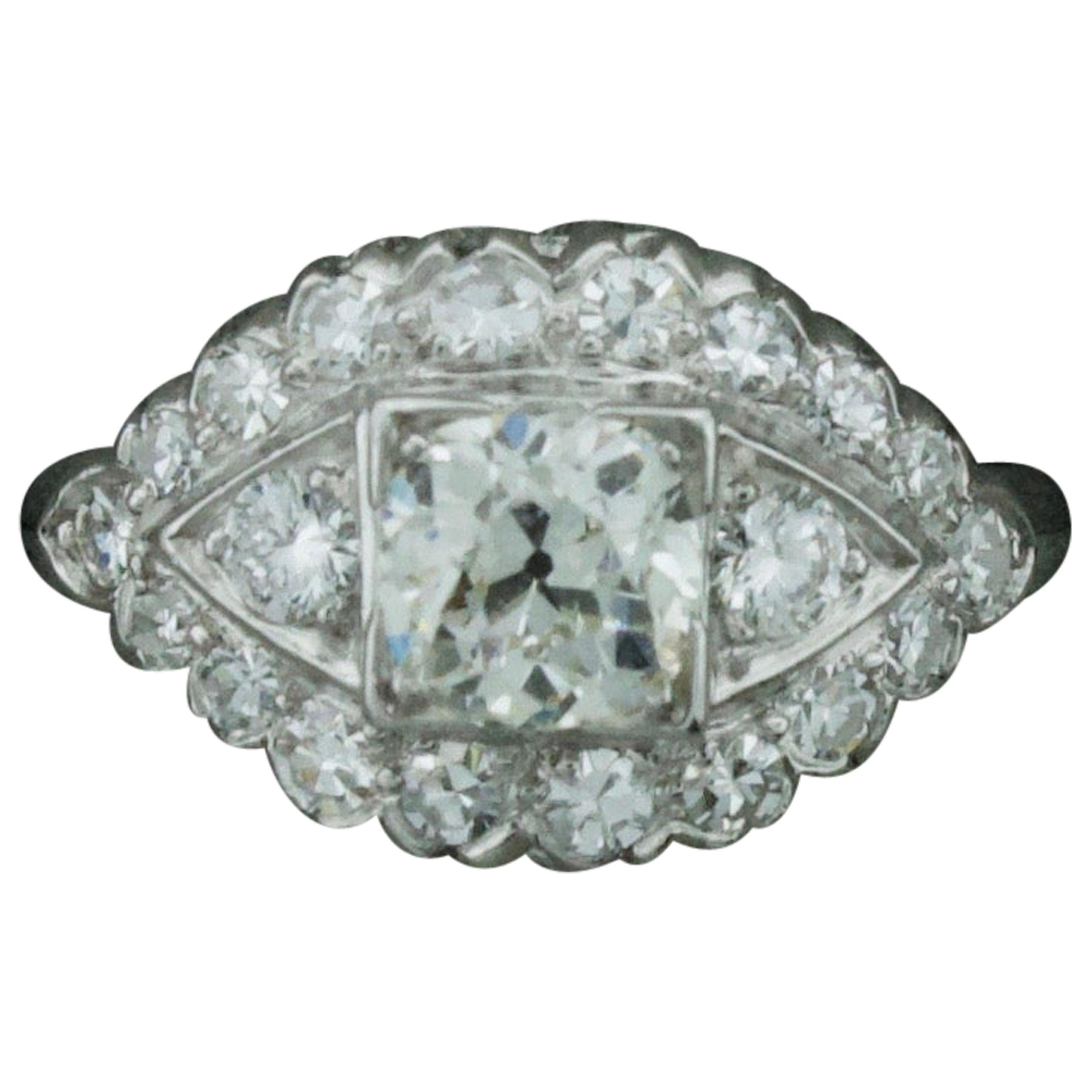 Platinum 1920s Art Deco Diamond Engagement Ring