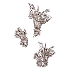 Platine 1930 Art Deco Convertible Clips Broche avec 16.12 cts en diamants mixtes