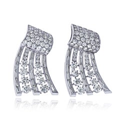 Platin 1930er Jahre 15,00cttw Diamond Double Clip Brosche