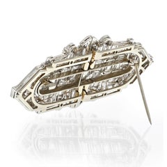 Platinum 1930s Deco Diamond Double Clip GIA Certified E VS2 Brooch