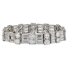 Platinum 1930's Deco Diamond One Line Bracelet