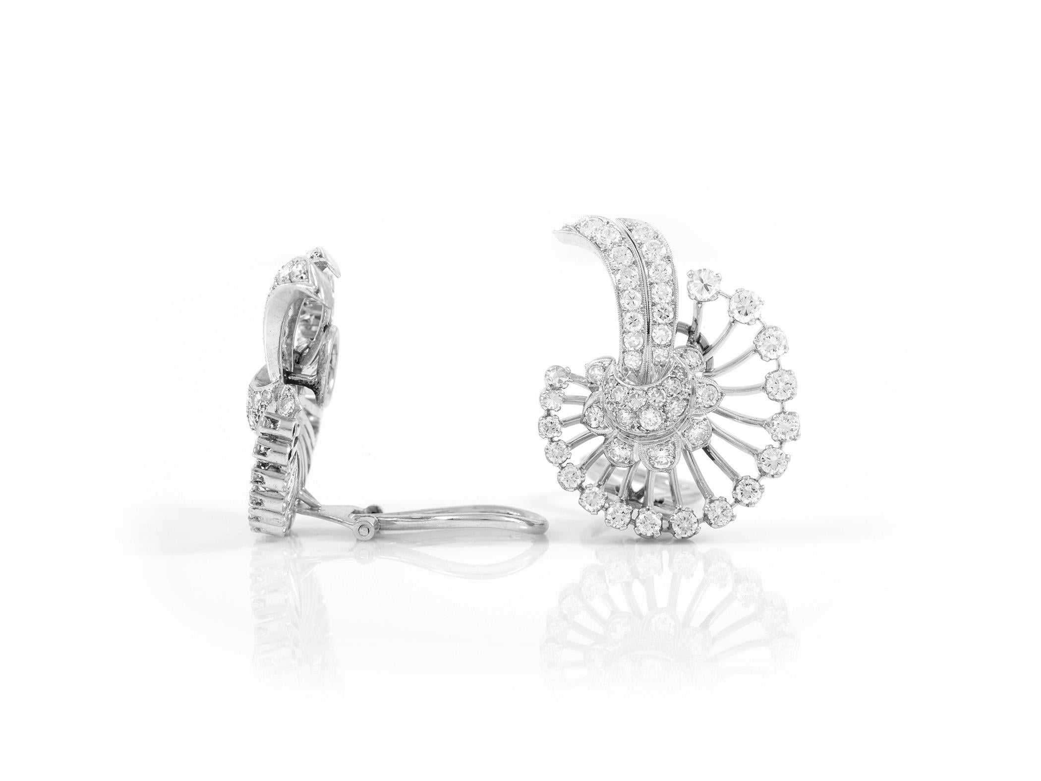 Women's Platinum 1930s Diamonds Earrings For Sale