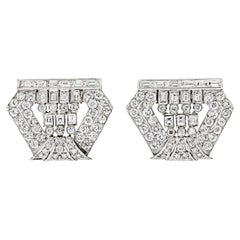 Platinum 1940s 8.00cttw Diamond Double Clip Brooch