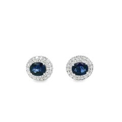 Platinum 1.94ct Sapphire and 0.68ct Round Brilliant Diamond Earrings