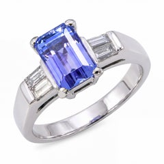 Platinum 1.94ct Tanzanite and Diamond Engagement Ring