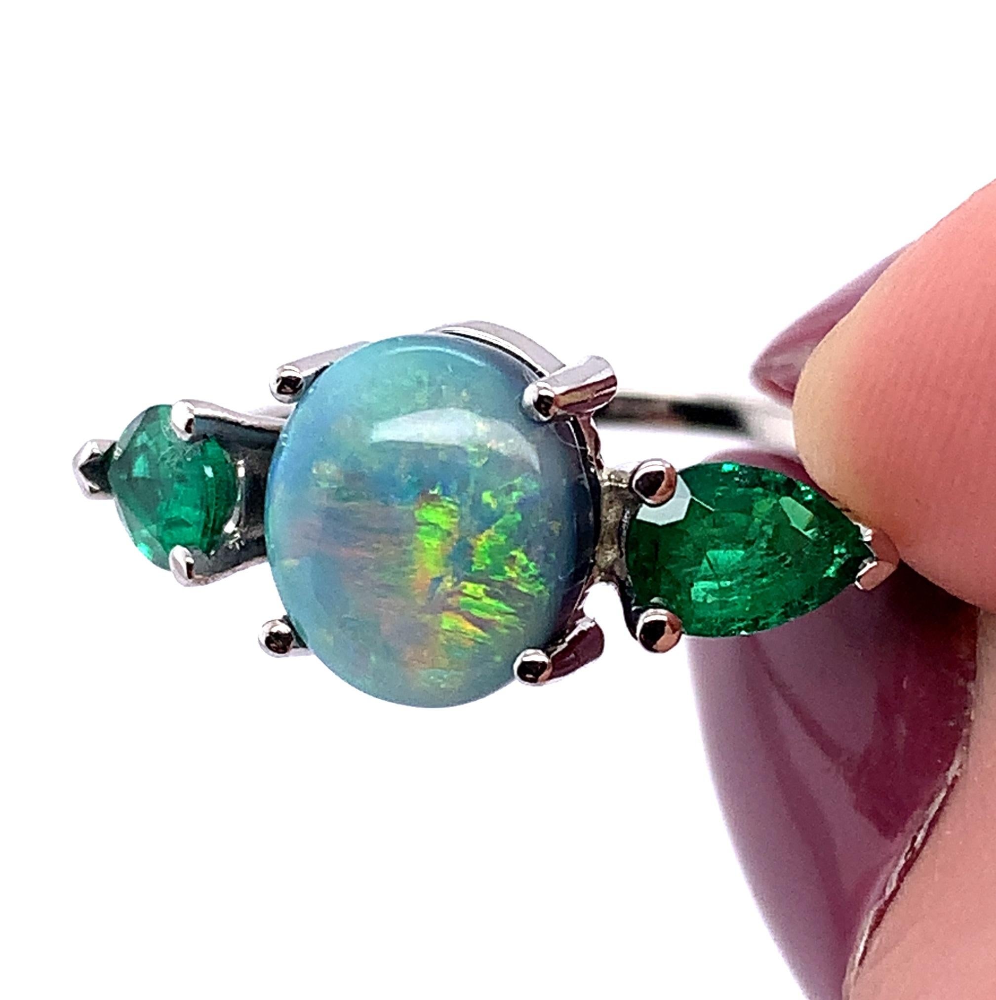 emerald and opal ring