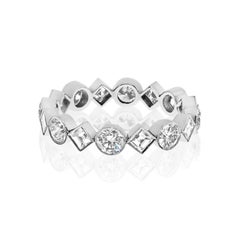 Platinum 1.95cttw Bezel Set Round And Carre Cut Diamond Eternity Ring
