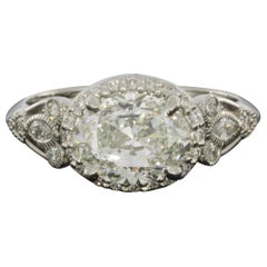 Platinum 1.96 Carat Oval Diamond Halo Engagement Ring