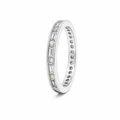 Platinum 1ctw Baguette & Round Channel Diamond 2.4mm Wide Eternity Band Ring