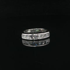 Platinum 1ctw Carre Cut Channel Set Diamond Stack Band Ring