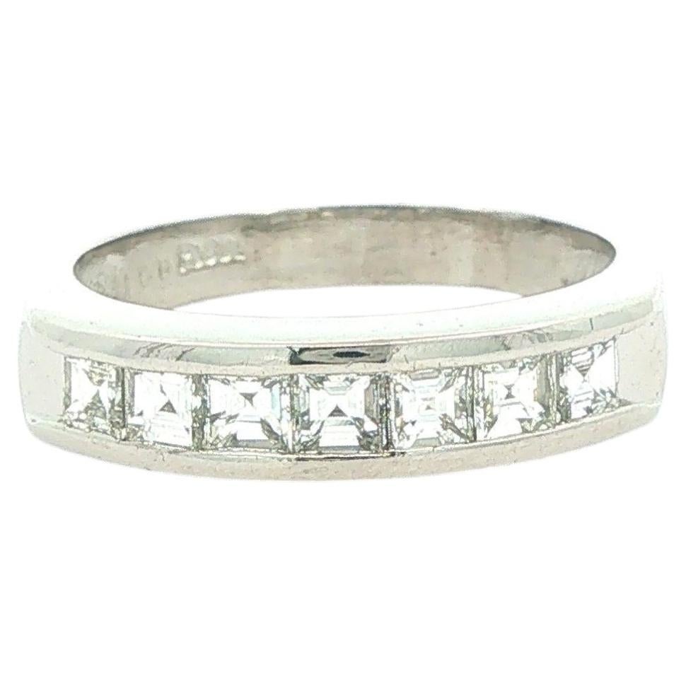Platinum 1ctw Carre Cut Channel Set Diamond Stack Band Ring