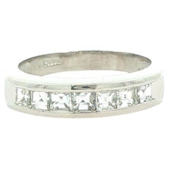 Platinum 1ctw Carre Cut Channel Set Diamond Stack Band Ring