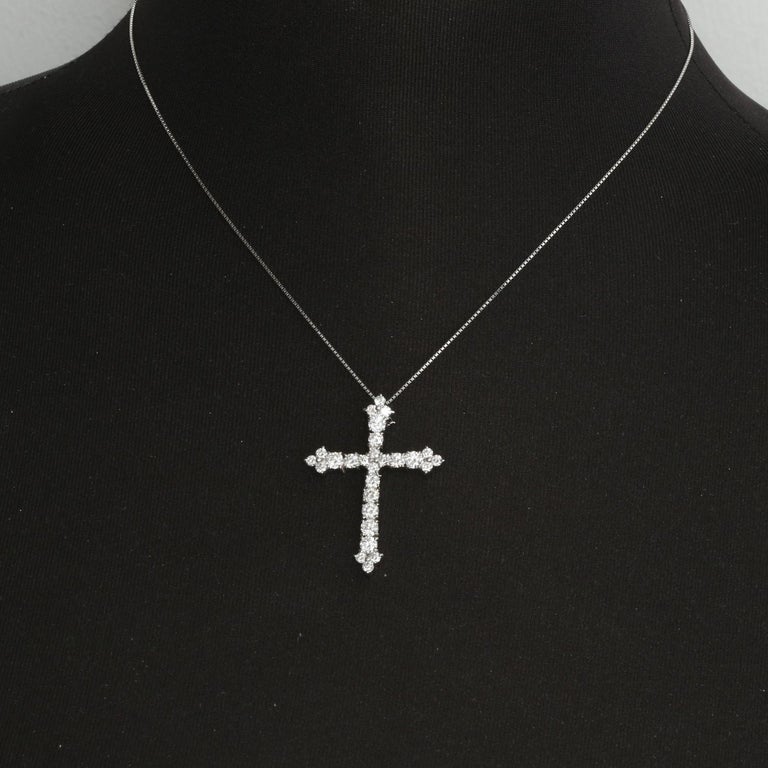 Platinum 2 Carat Diamond Cross Pendant Necklace at 1stDibs