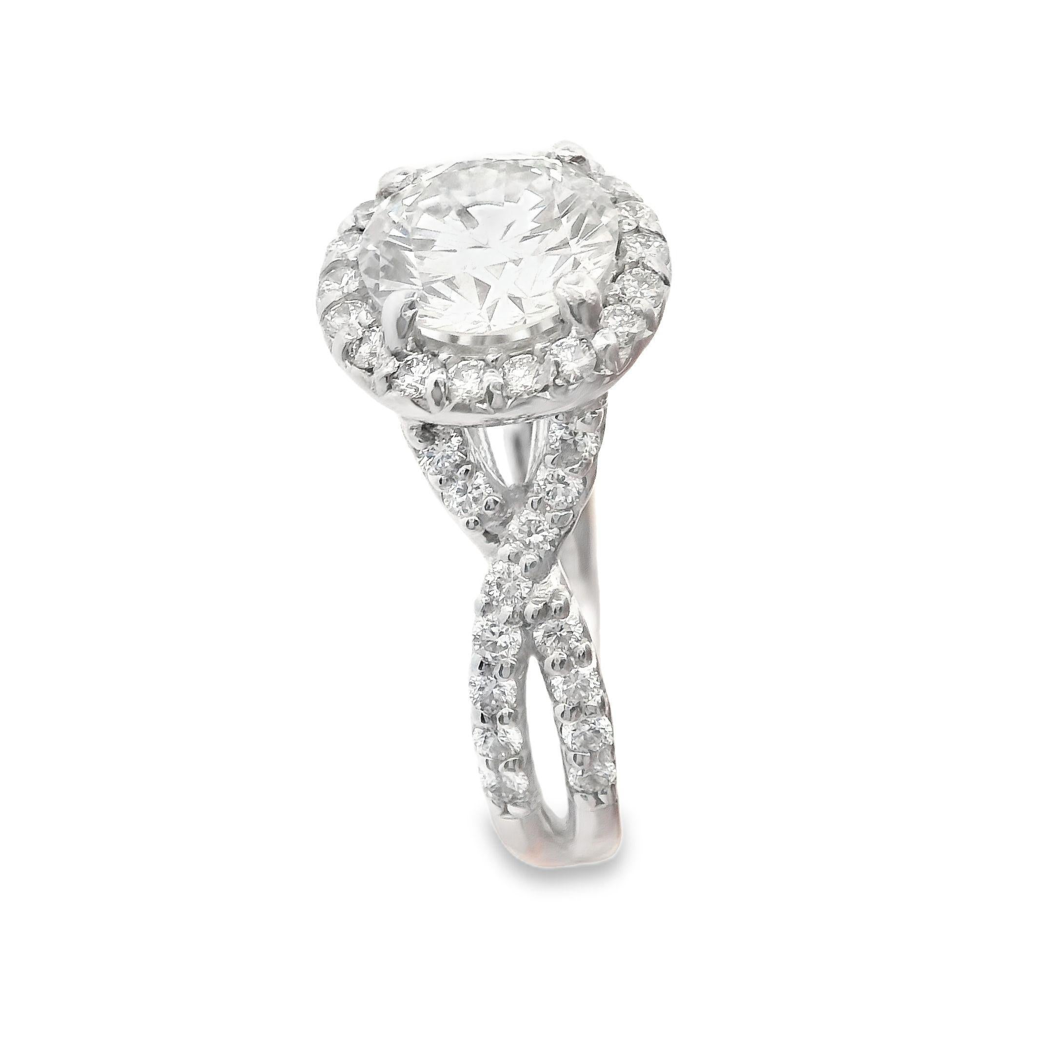Platinum 2+ Carat Diamond Engagement Ring For Sale 6