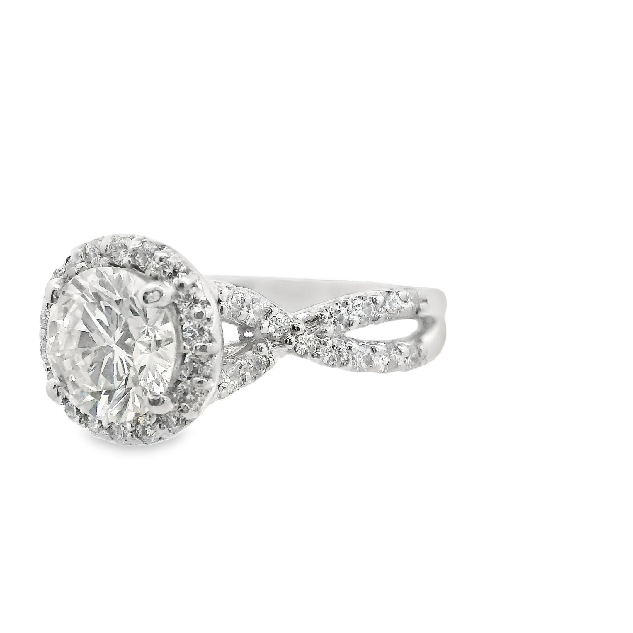 Platinum 2+ Carat Diamond Engagement Ring For Sale 1