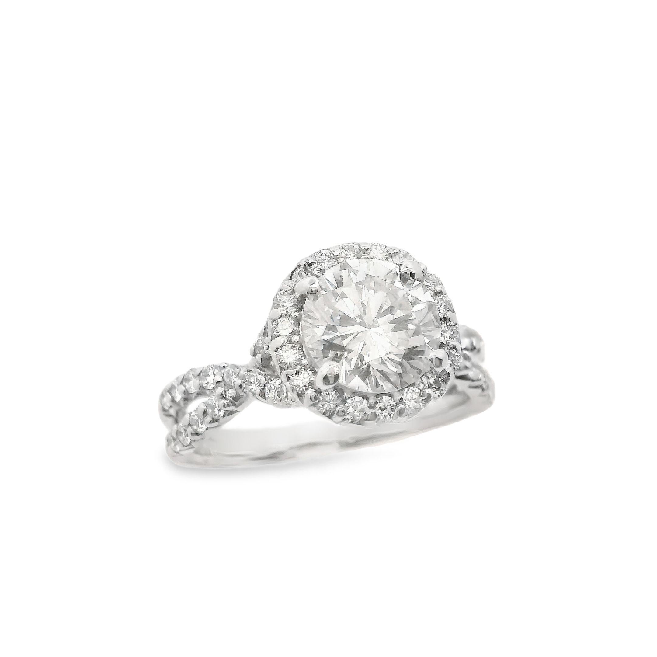 Platinum 2+ Carat Diamond Engagement Ring For Sale 3