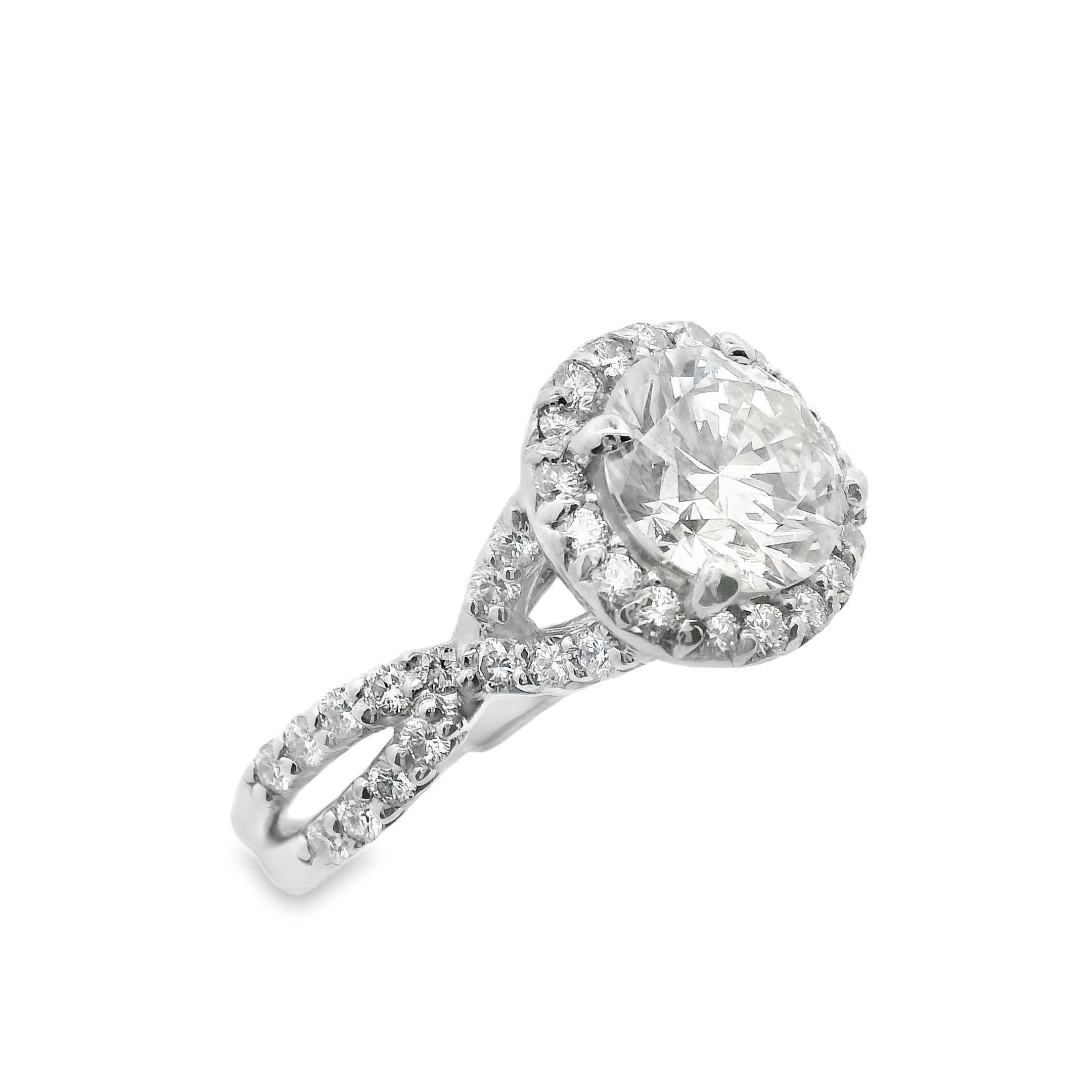 Platinum 2+ Carat Diamond Engagement Ring For Sale 4