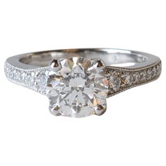 Bague en platine sertie d'un diamant naturel de 2 carats, certifiée GIA