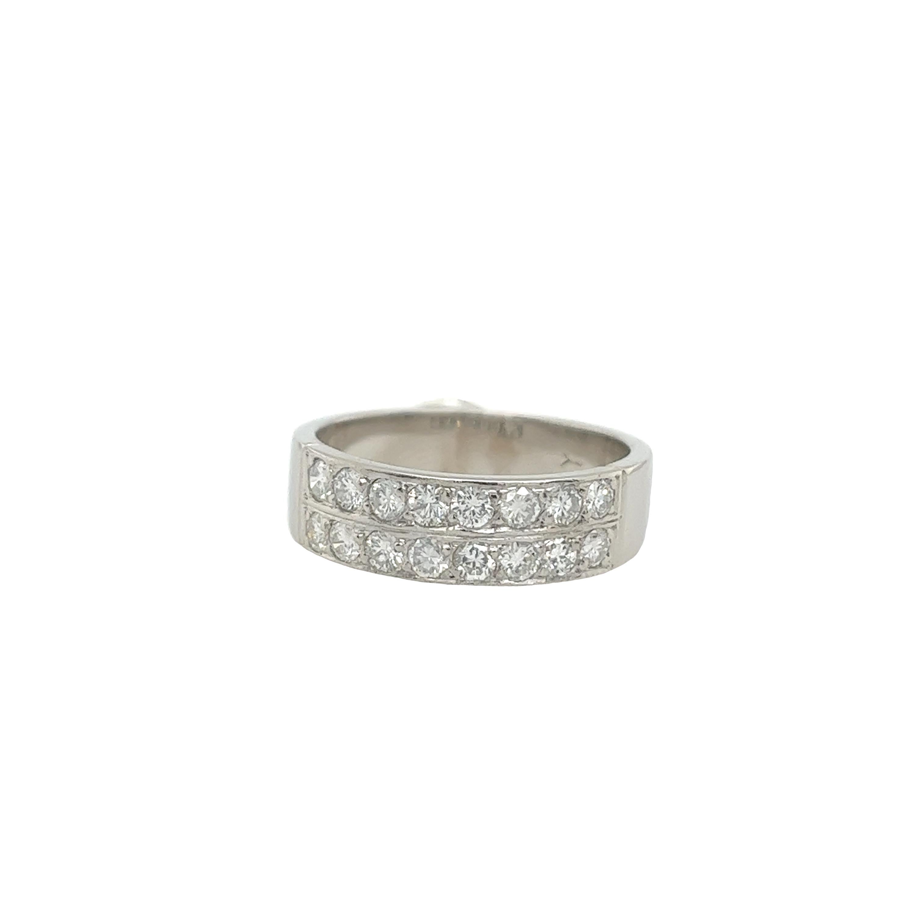 Round Cut Platinum 2-Row Diamond Ring, Set With 0.50ct Round Brilliant Cut Diamonds