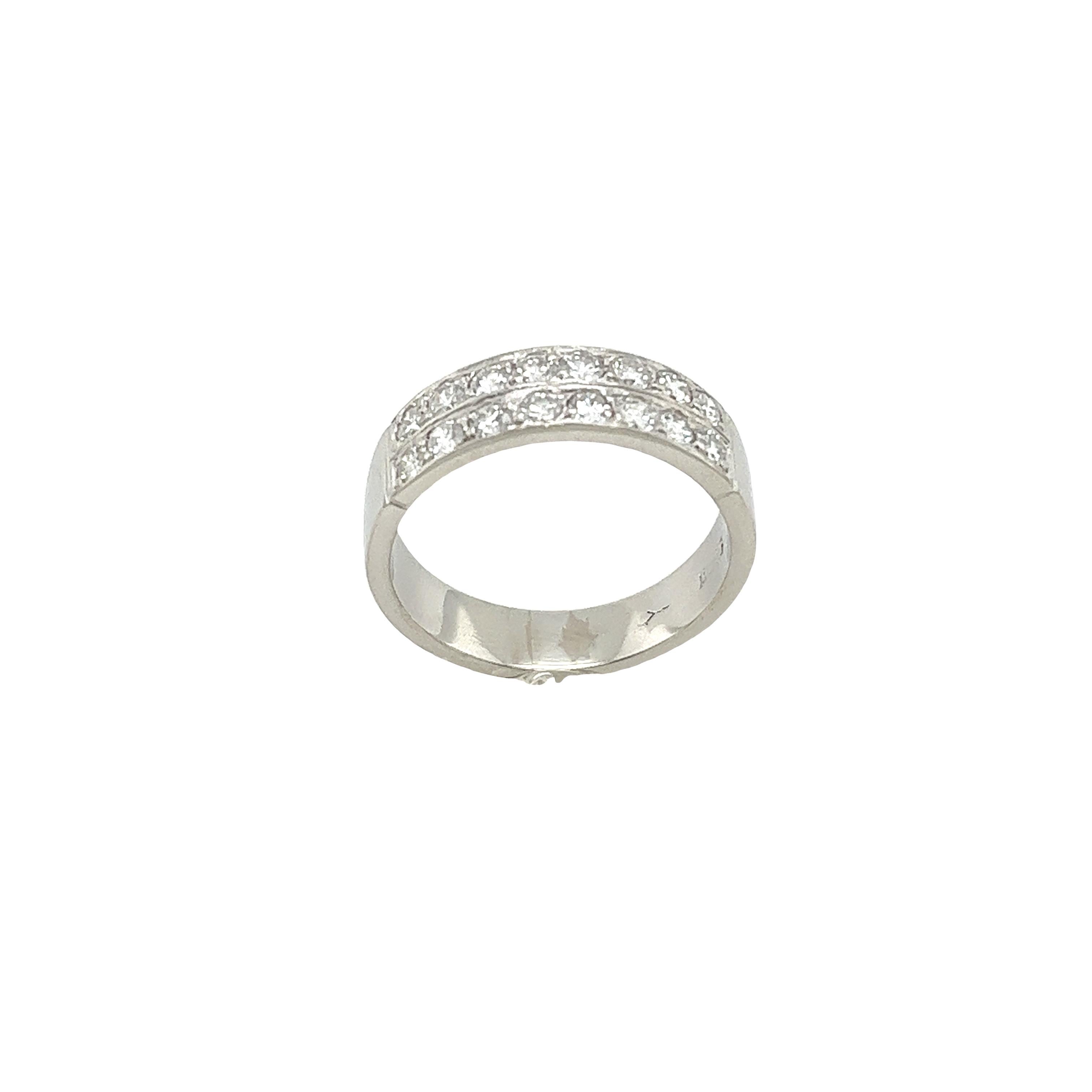 Platinum 2-Row Diamond Ring, Set With 0.50ct Round Brilliant Cut Diamonds In Excellent Condition In London, GB