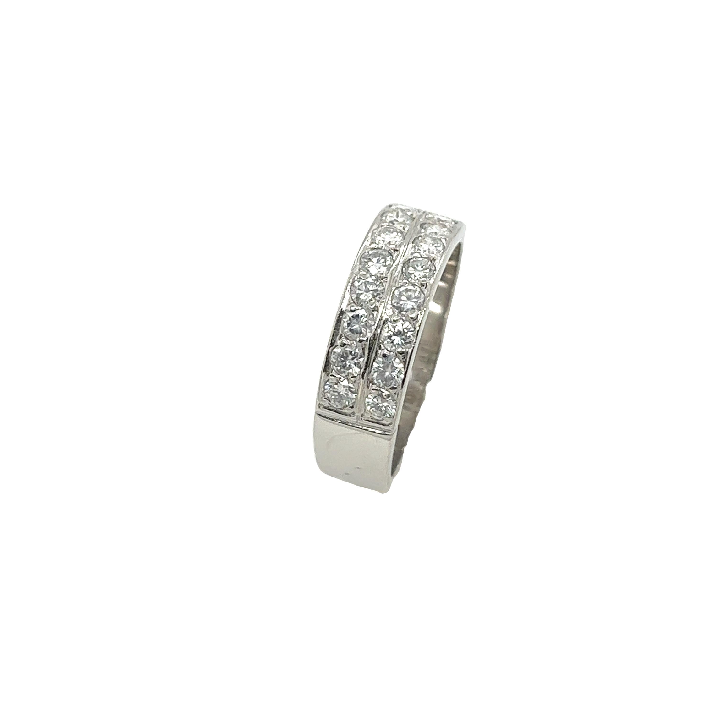 Women's Platinum 2-Row Diamond Ring, Set With 0.50ct Round Brilliant Cut Diamonds