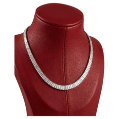 Platinum 20 Carat Baguette Cut Diamond Necklace F-G VVS-VS Quality